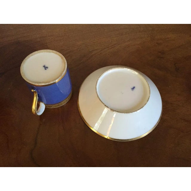 1800 - 1810 French Empire Porcelain Monogrammed "S" Coffee Can/Tea Cup & Saucer - 2 Pieces For Sale - Image 4 of 11