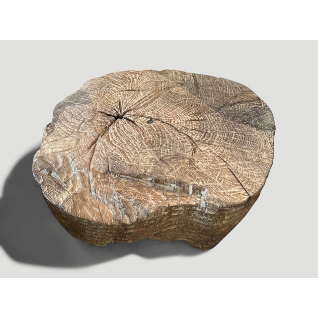 Stunningly beautiful century old teak wood coffee table featuring our unique minimalist carving. The sides of this ancient...