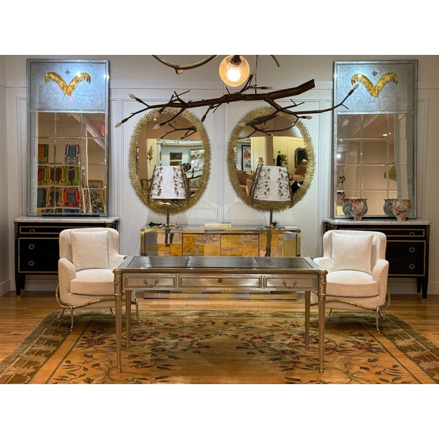 John Vesey, Louis XVI Style, Steel, Bronze, Rare Writing Desk, Usa, 1960s For Sale - Image 9 of 10