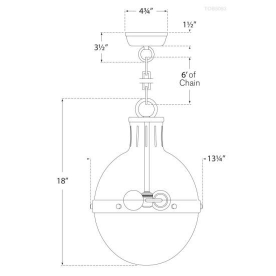Visual Comfort Thomas O'Brien for Visual Comfort Signature Hicks Large Pendant in Hand-Rubbed Antique Brass with White Glass For Sale - Image 4 of 4