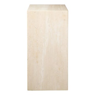 Mid-Century Modernist Rectilinear Minimal Travertine Pedestal For Sale