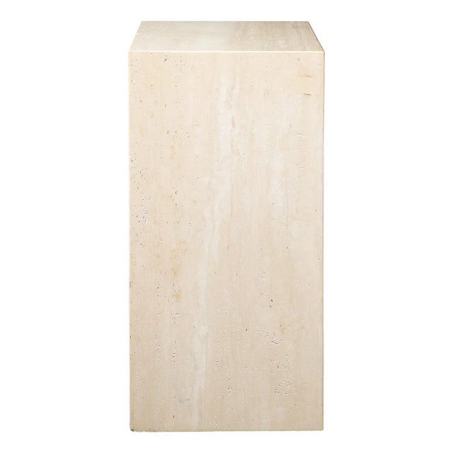 Mid-Century Modernist Rectilinear Minimal Travertine Pedestal For Sale