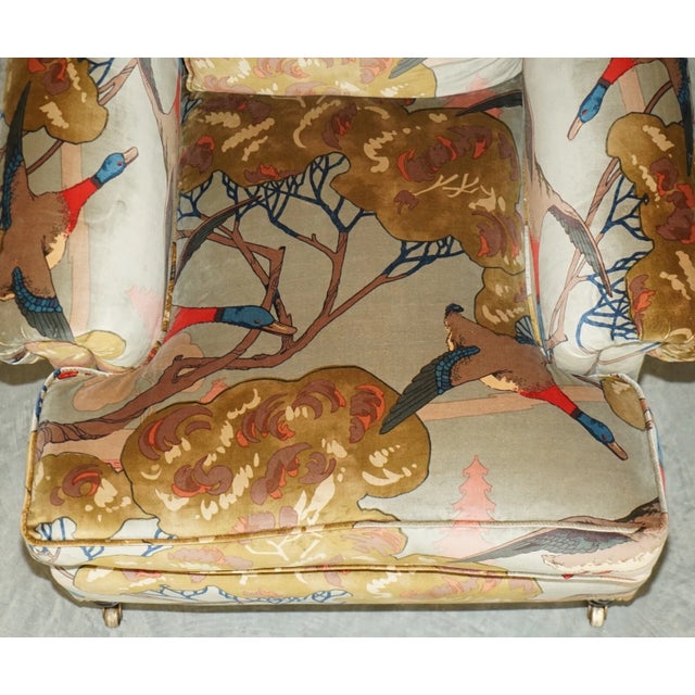 Early 21st Century New George Smith "Flying Ducks" Upholstered Armchairs & Ottoman Footstool For Sale - Image 5 of 18