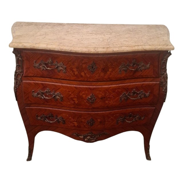 Louis XV Style Marquetry Chest of Drawers, 1959 For Sale