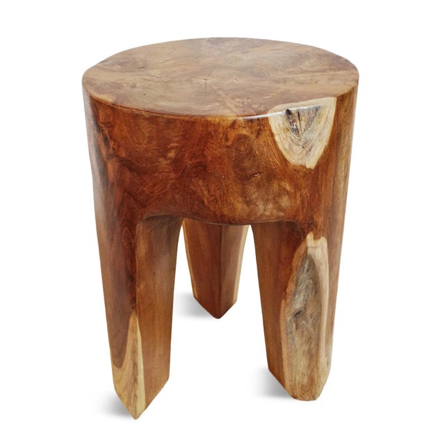Contemporary Organic Modern Teak Root 3-Leg Stool / Side Table For Sale - Image 3 of 10