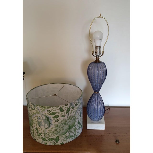 1950s Murano Glass Bubble Lamp With William Morris Shade For Sale - Image 5 of 9