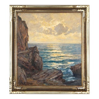 Early 20th Century Seascape of Capri, Amalfi Coast by Albert Wenk For Sale
