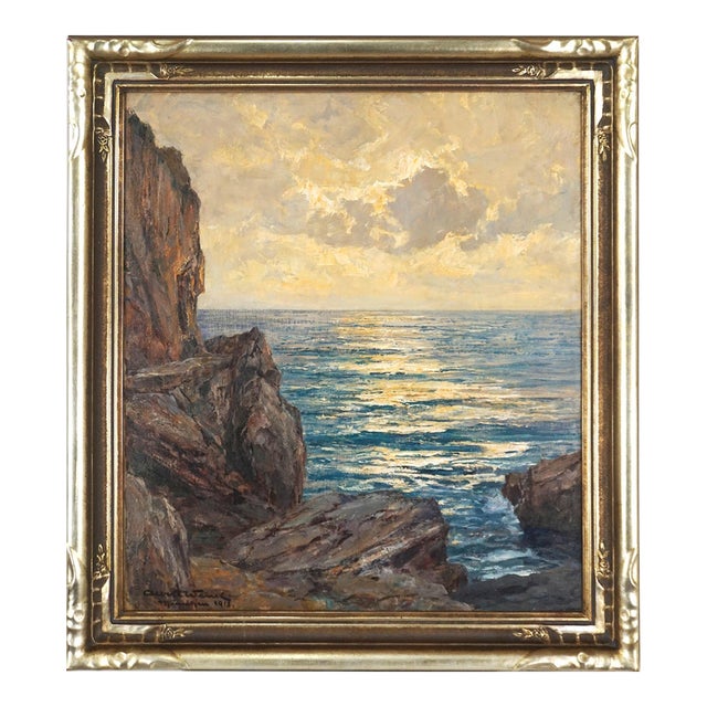 Early 20th Century Seascape of Capri, Amalfi Coast by Albert Wenk For Sale