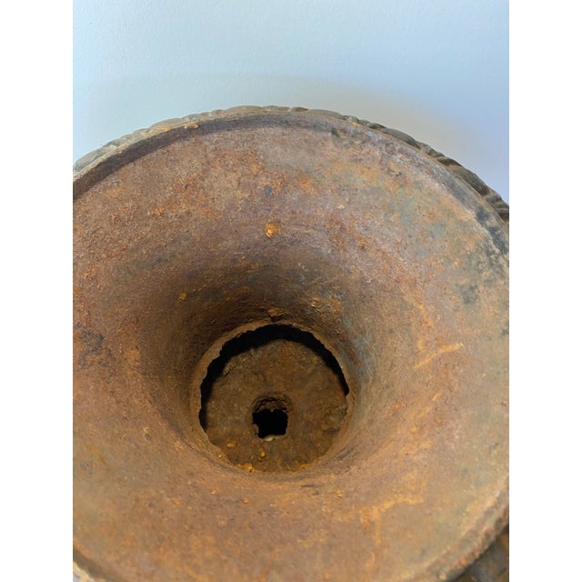 Early 20th Century Antique Cast Iron Campana Garden Urn, Egg-and-Dart Rim For Sale - Image 5 of 7