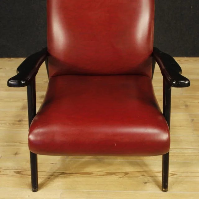 Italian Armchair in Red Faux Leather, 1970s For Sale - Image 6 of 13