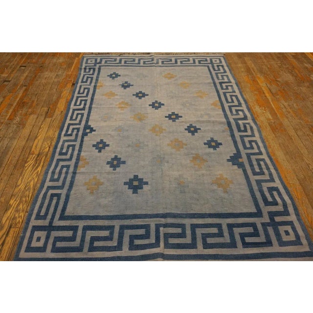 Antique Indian Dhurrie Rug, Size: 4'9" x 67'8" Antique Dhurrie Indian Geometric Rug, Country of Origin: India, Circa Date:...