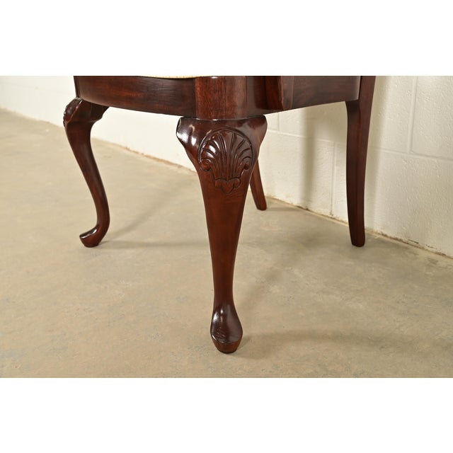 Thomasville Queen Anne Carved Solid Mahogany Armchairs, Pair For Sale - Image 10 of 16