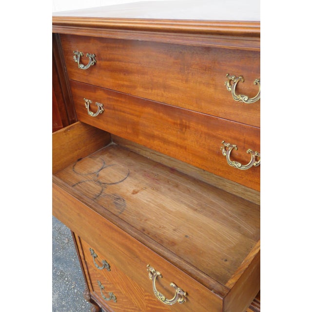 French Early 1900s Johnson Furniture Carved Inlay Tall Chest of Drawers For Sale - Image 12 of 18