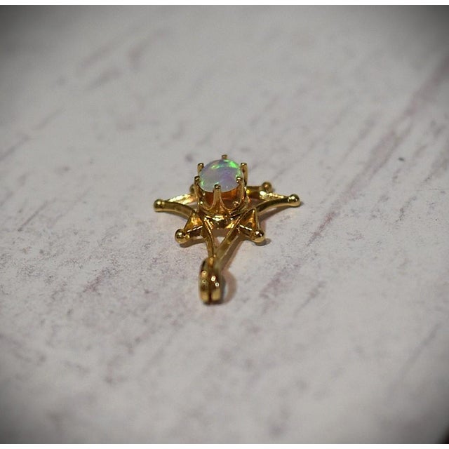 Late 20th Century Opal 14k Yellow Gold Dainty Pendant for Necklace For Sale - Image 4 of 17