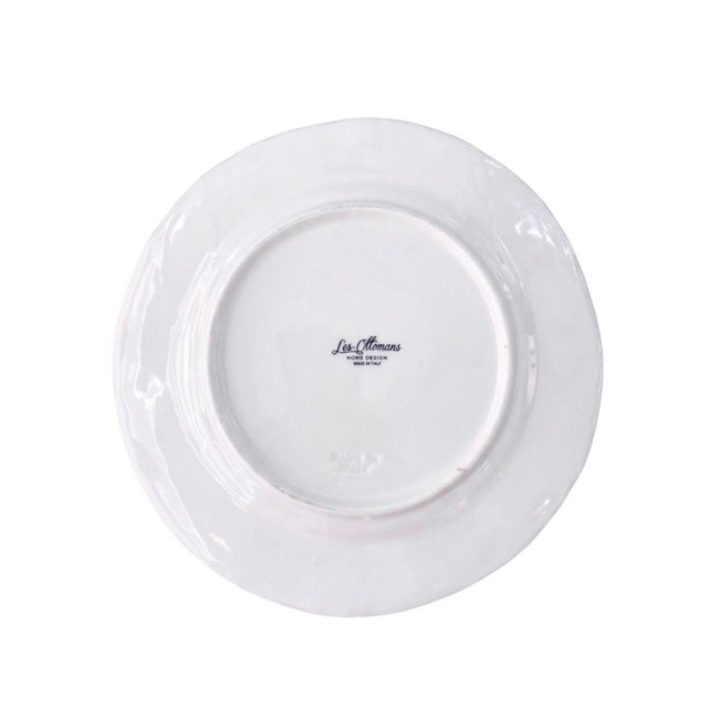 Les-Ottomans Italian Ceramic Tropical Jungle Relief Plate – Hand-Painted Green & White For Sale - Image 4 of 9
