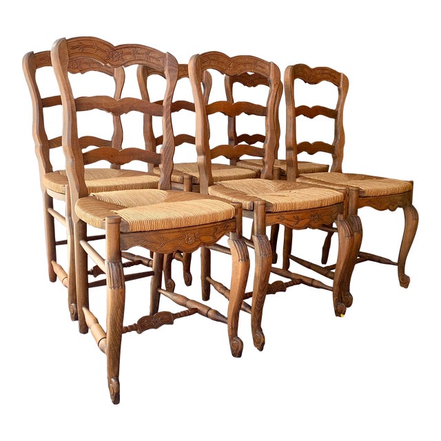 Antique French Dining Chairs With Rush Seats— Set of 6 Chairish
