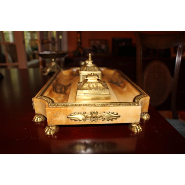 French French Napoleon III Onyx and Ormolu Inkstand Set , C. 1870-1890 Excellent For Sale - Image 3 of 12