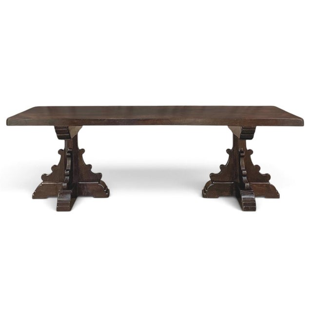 Grand Country French Elm Double Pedestal Dining Table For Sale - Image 4 of 18