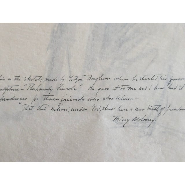1920s Gutzon Borglum "The Lonely Lincoln" Drawing For Sale - Image 4 of 4