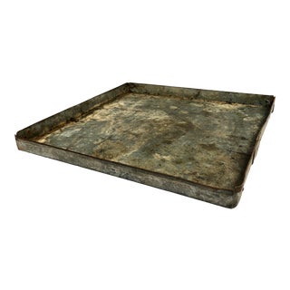 Vintage Square Metal Serving Tray For Sale