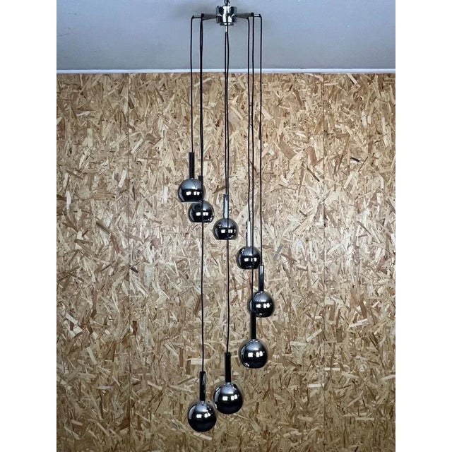 Silver Mid-Century Space Age Cascade Ceiling Lamp in Chrome from Wortmann & Filz, 1970s For Sale - Image 8 of 11