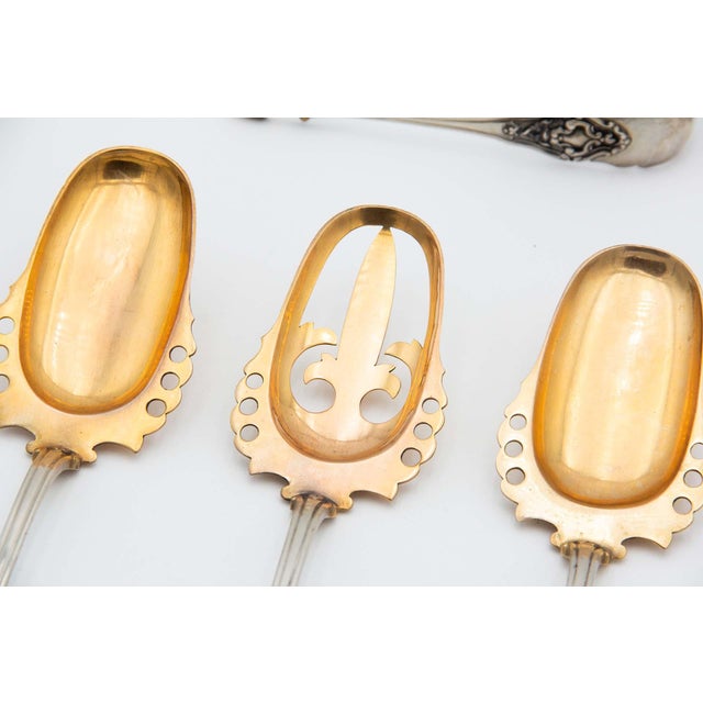 Serving Cutlery Set in Gold-Plated Silver with Shells, Set of 9 For Sale - Image 4 of 6