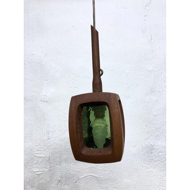 Pendant Lamp in Teak and Glass attributed to AB Stilarmatur, Tranås, Sweden, 1960s For Sale - Image 11 of 12