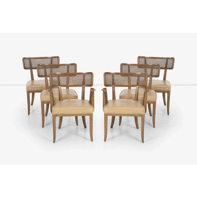 Set of Six Edward Wormley for Dunbar Curved-Back Dining Chairs, Model 4580 without arms and Model 4581 arm chairs,...
