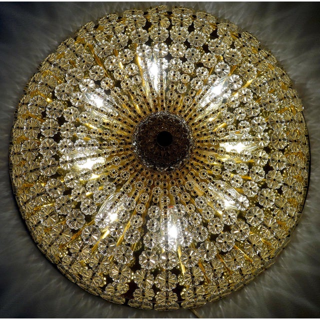 Austrian Crystal Flowers Ceiling Lamp by H. Richter, 1950s For Sale - Image 4 of 5