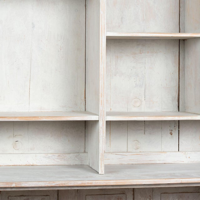 19th Century Large Gray Painted Pine Bookcase Display Cabinet From Denmark For Sale - Image 6 of 10