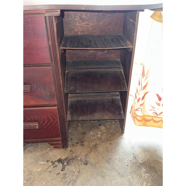 Vintage Mid-Century Kidney Shaped Dressing Table Vanity With Swinging Storage Arms For Sale In Cincinnati - Image 6 of 13