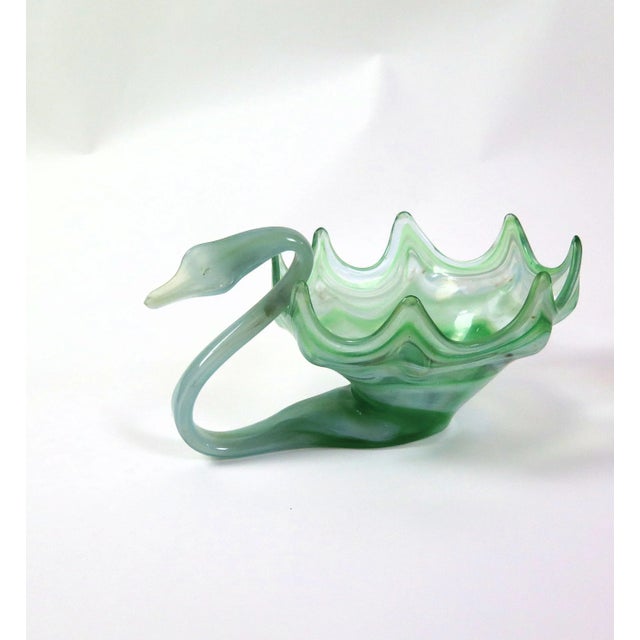 1950s Green Murano Glass Swan Bowl For Sale In Boise - Image 6 of 6