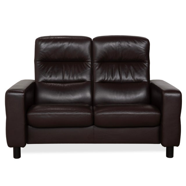 Wave Leather Two-Seater Brown Espresso Manual Function Sofa from Stressless For Sale - Image 17 of 17