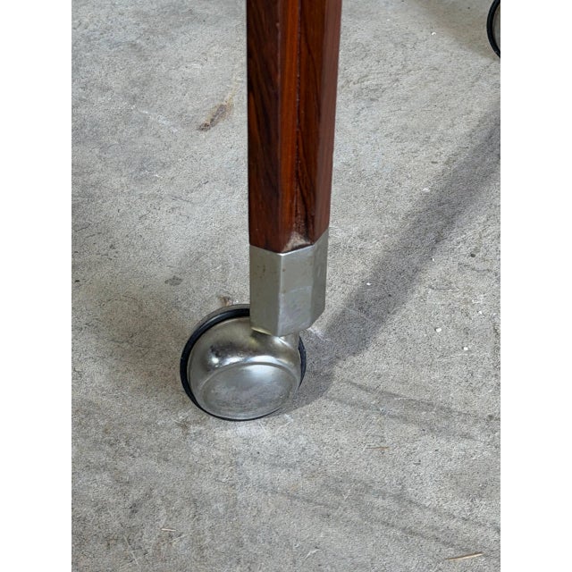 Rosewood Rolling Bar Cart Server Cabinet With Sliding Door Denmark 1960s For Sale - Image 10 of 10