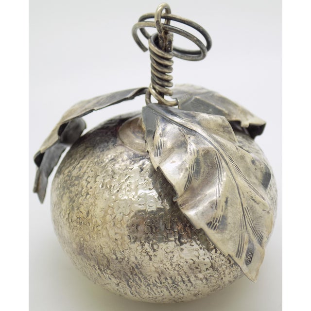 Traditional Vintage Italian Handmade Genuine Silver Tangerine/Mandarin Traditional Italian Christmas Decoration For Sale - Image 3 of 11