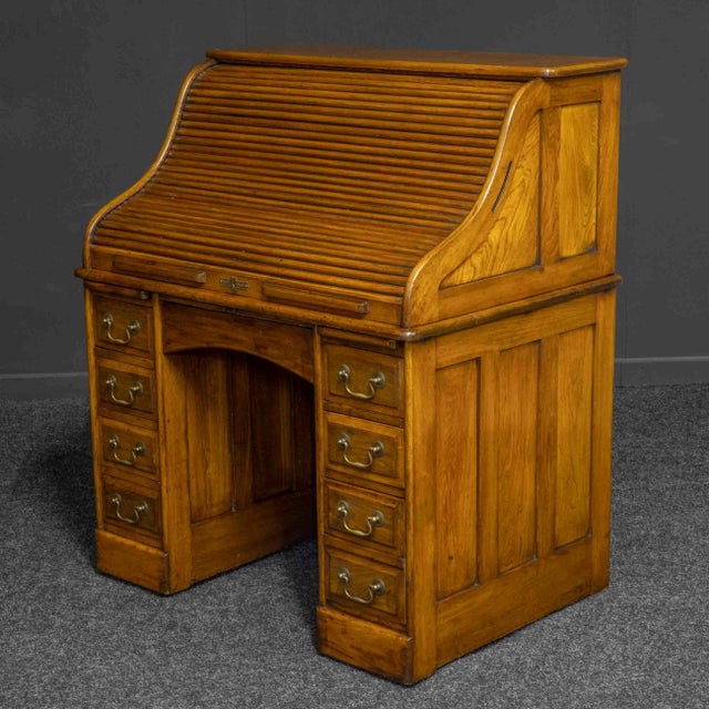 Antique Walnut Roll Top Desk For Sale - Image 16 of 18