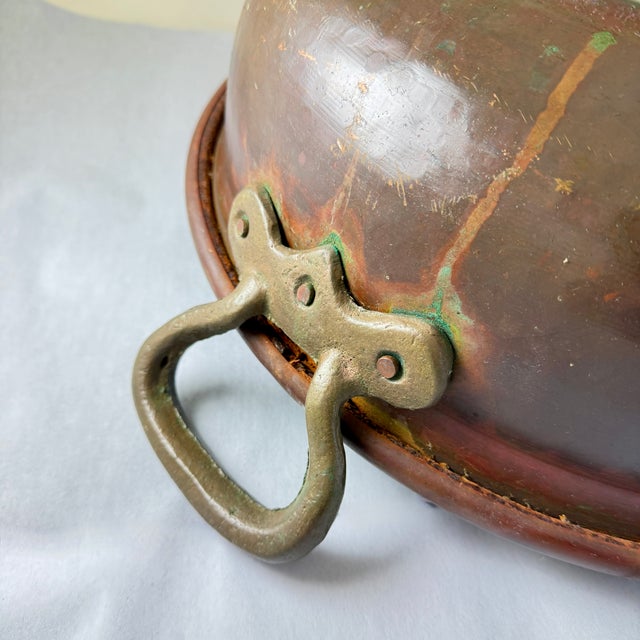 19th C. English Large Brass Handled Copper Pot For Sale In Philadelphia - Image 6 of 12