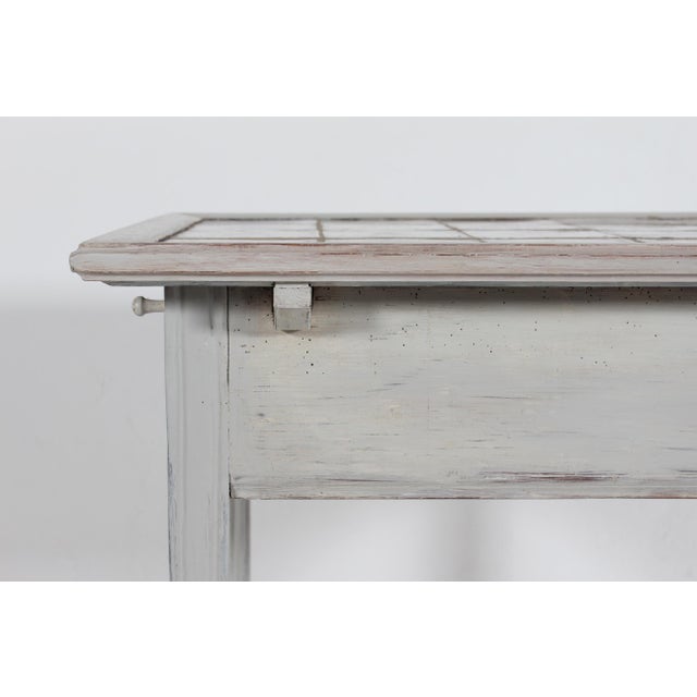 Brown Antique Empire Table with Dutch Tile Top, Denmark, 19th Century For Sale - Image 8 of 16