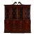 Baker Furniture Style English Georgian Carved Mahogany Breakfront Bookcase Cabinet With Drop Front Secretary Desk For Sale