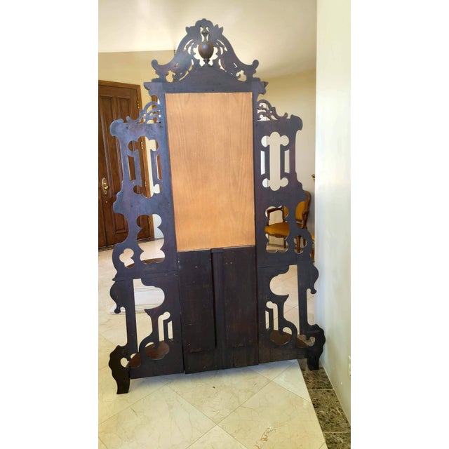 Wood Magnificent Antique Victorian Hall Tree With Mirror, Drawer, and Marble Shelf Base - Exceptional Carving For Sale - Image 7 of 12