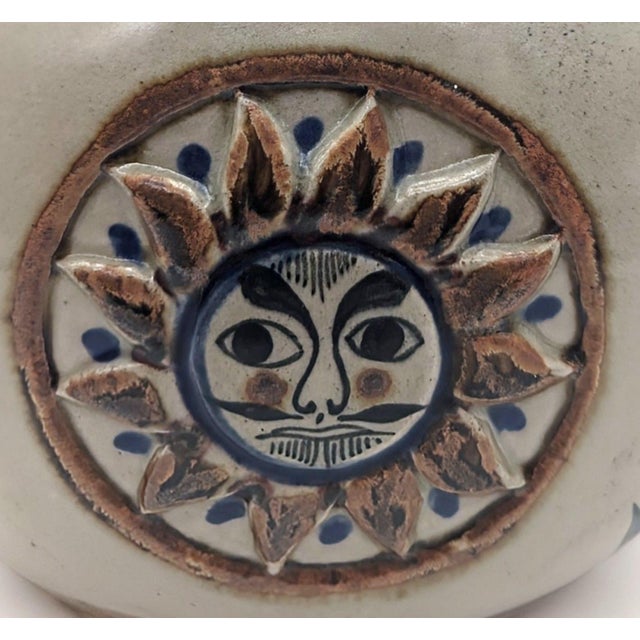 Ceramic 1970s "El Palomar" Tonalá Mexico Ceramic Sun & Moon Vase by Jorge Wilmot For Sale - Image 7 of 10