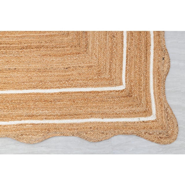 Textile White Natural Jute Scallop 2.6x15 Ft. For Sale - Image 7 of 12