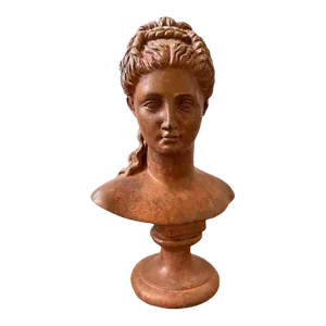 1900s Neoclassical Red Brick Patina Metal Italian Bust of a Woman