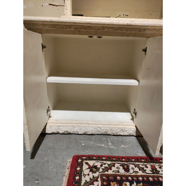 Glass Mid 20th Century French Provincial Limestone Credenza With Mirror For Sale - Image 7 of 8