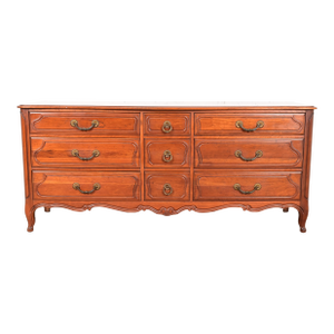 Davis Cabinet Co. French Provincial Louis XV Solid Cherry Wood Triple Dresser or Credenza