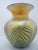 Gold Lundberg Studios Moire Fern Heart Pulled Feather Iridescent Gold Art Glass Vase For Sale - Image 8 of 13
