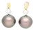 Black Pearl With Fancy Yellow & White Lily Cut Diamond Drop Earrings For Sale