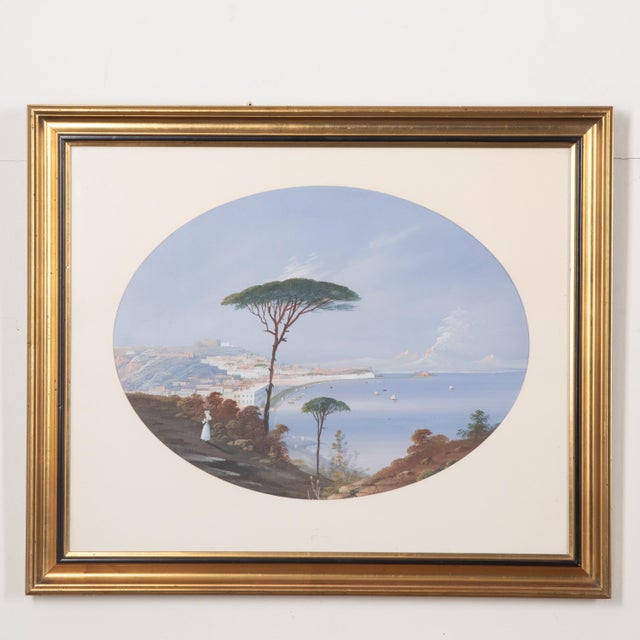 Naples, 1820, Gouaches, Framed, Set of 2, in Flawless conditions. Designed before 1890