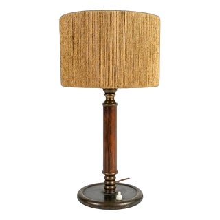 Vintage Danish Table Lamp in Teak, Brass and Rope, 1960s For Sale
