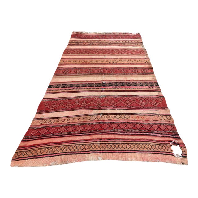 Moroccan Vintage Kilim Tribal Rug, circa 1960's For Sale